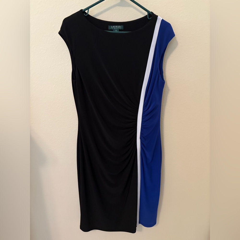 Lauren Ralph Lauren Asymmetrical Black and Blue Dress
